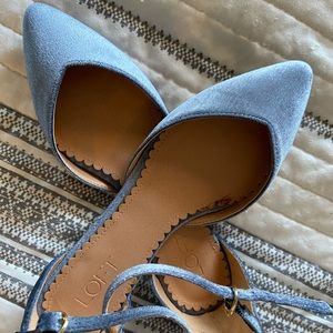 Pale blue velvet flats